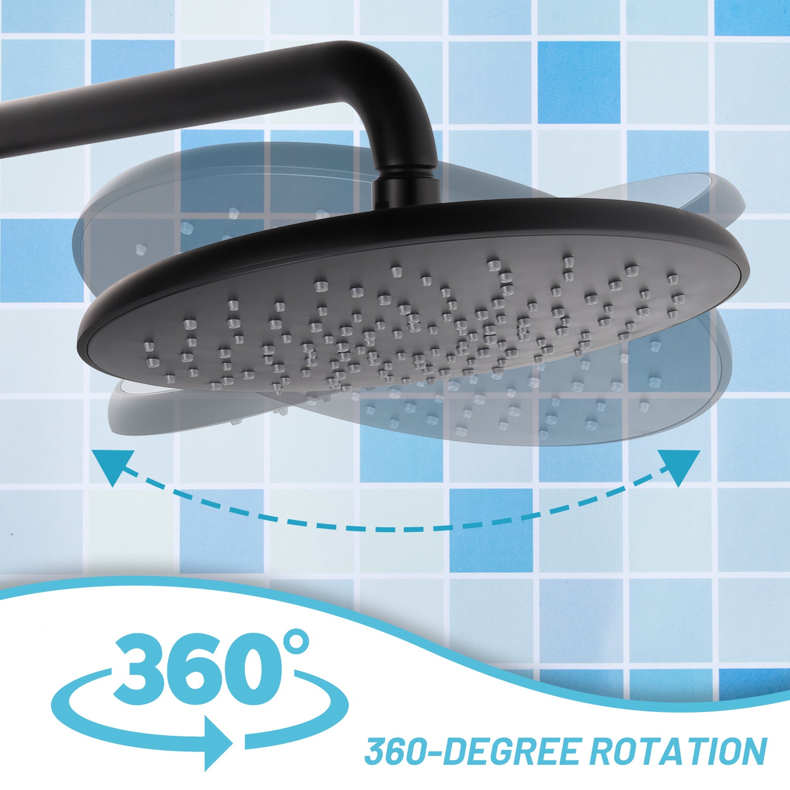 Shower System, Wall Mounted Adjustable Shower Faucet With Five Function Handheld Spray, 2 Handle Oil Rubbed Bronze Shower Set With 360 Rotation 8 Inch Rainfall Shower Head Matte Black Brass