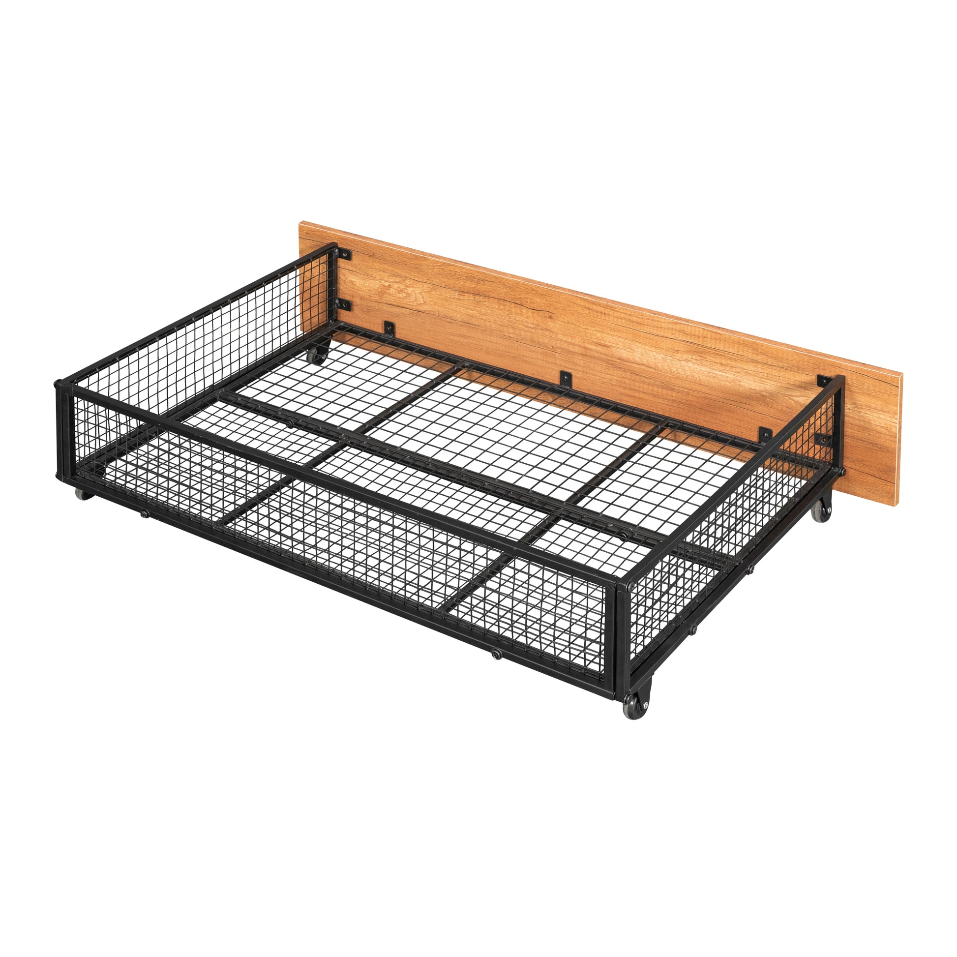 Full Over Twin & Twin Bunk Bed, Metal Triple Bunk Bed With Drawers And Guardrails, Black Black Metal & Wood