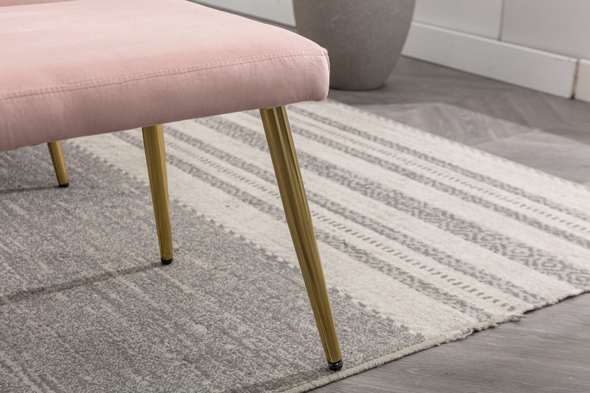 Coolmore Velvet Accent Chair With Adjustable Armrests And Backrest, Button Tufted Lounge Chair, Single Recliner Armchair With Ottoman Pink Metal