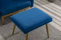 Coolmore Velvet Accent Chair With Adjustable Armrests And Backrest, Button Tufted Lounge Chair, Single Recliner Armchair With Ottoman Navy Metal