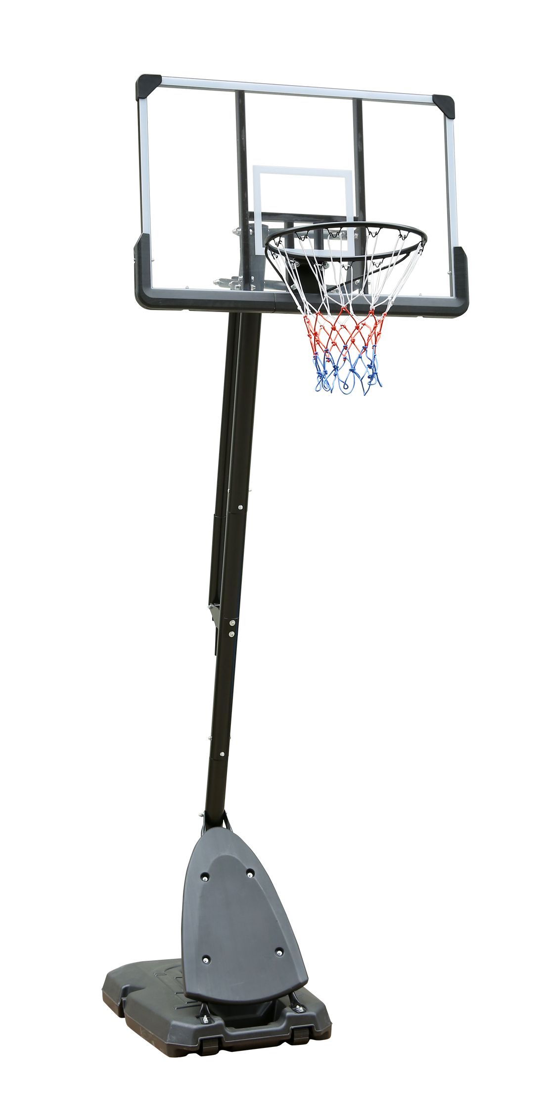 Use For Outdoor Height Adjustable 7.5 To 10Ft Basketball Hoop 44 Inch Backboard Portable Basketball Goal System With Stable Base And Wheels Black Grey Iron