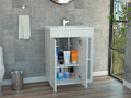 White 2 Shelf Rectangle Freestanding Vanity Cabinet White Particle Board