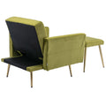 Coolmore Velvet Accent Chair With Adjustable Armrests And Backrest, Button Tufted Lounge Chair, Single Recliner Armchair With Ottoman Olive Green Metal