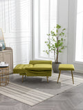 Coolmore Velvet Accent Chair With Adjustable Armrests And Backrest, Button Tufted Lounge Chair, Single Recliner Armchair With Ottoman Olive Green Metal