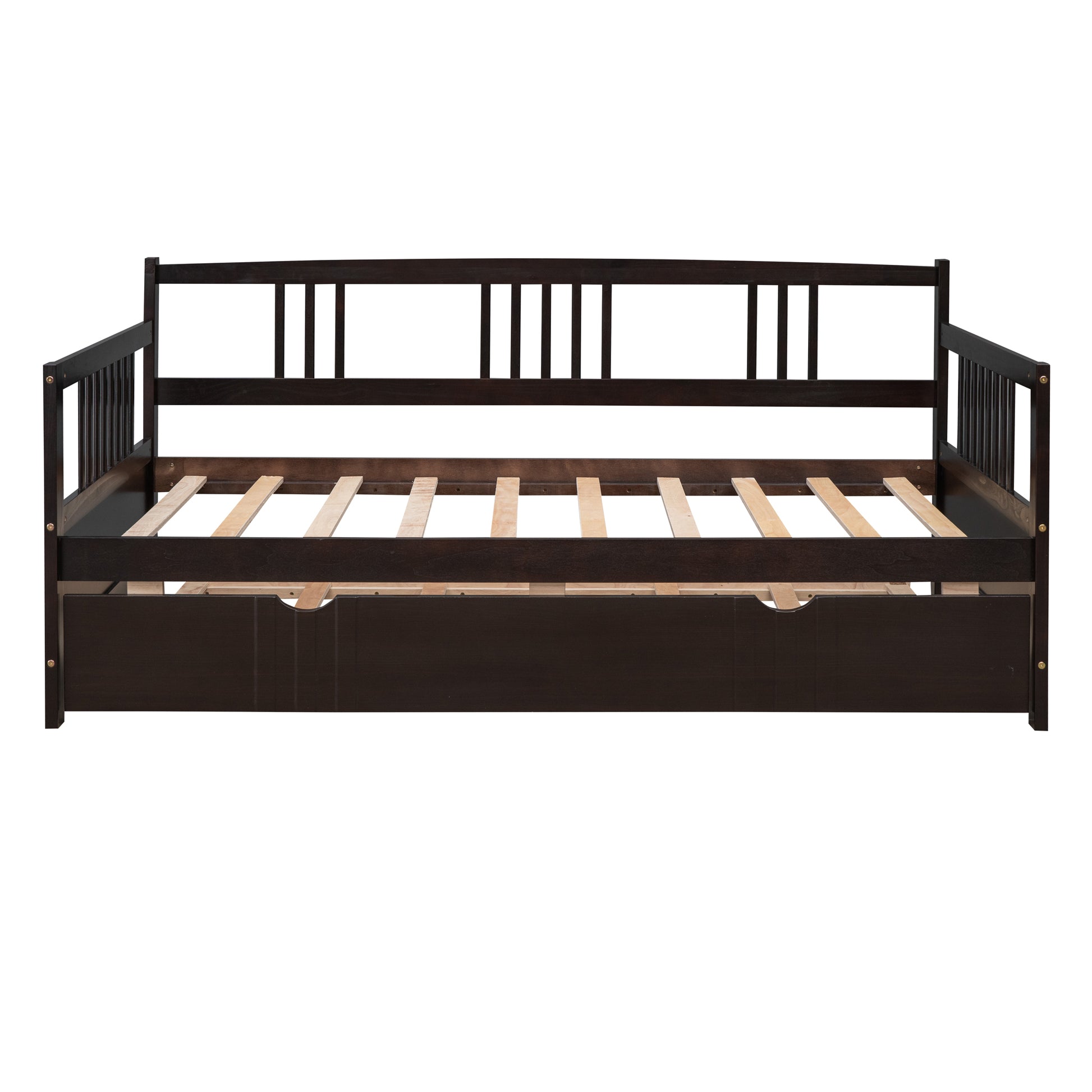 Twin Size Daybed Wood Bed With Twin Size Trundle,Espresso Espresso Solid Wood