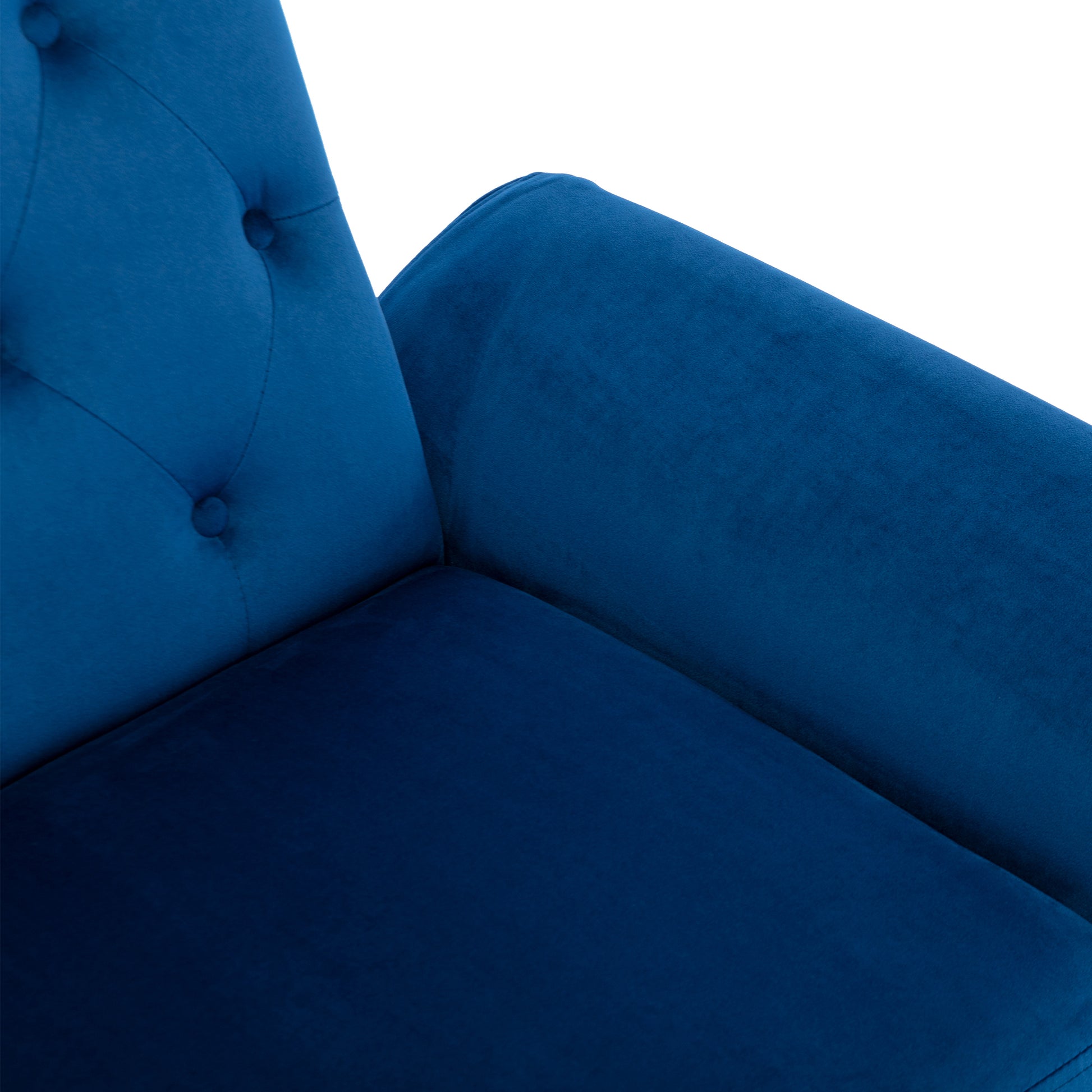 Coolmore Velvet Accent Chair With Adjustable Armrests And Backrest, Button Tufted Lounge Chair, Single Recliner Armchair With Ottoman Navy Metal
