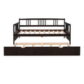 Twin Size Daybed Wood Bed With Twin Size Trundle,Espresso Espresso Solid Wood