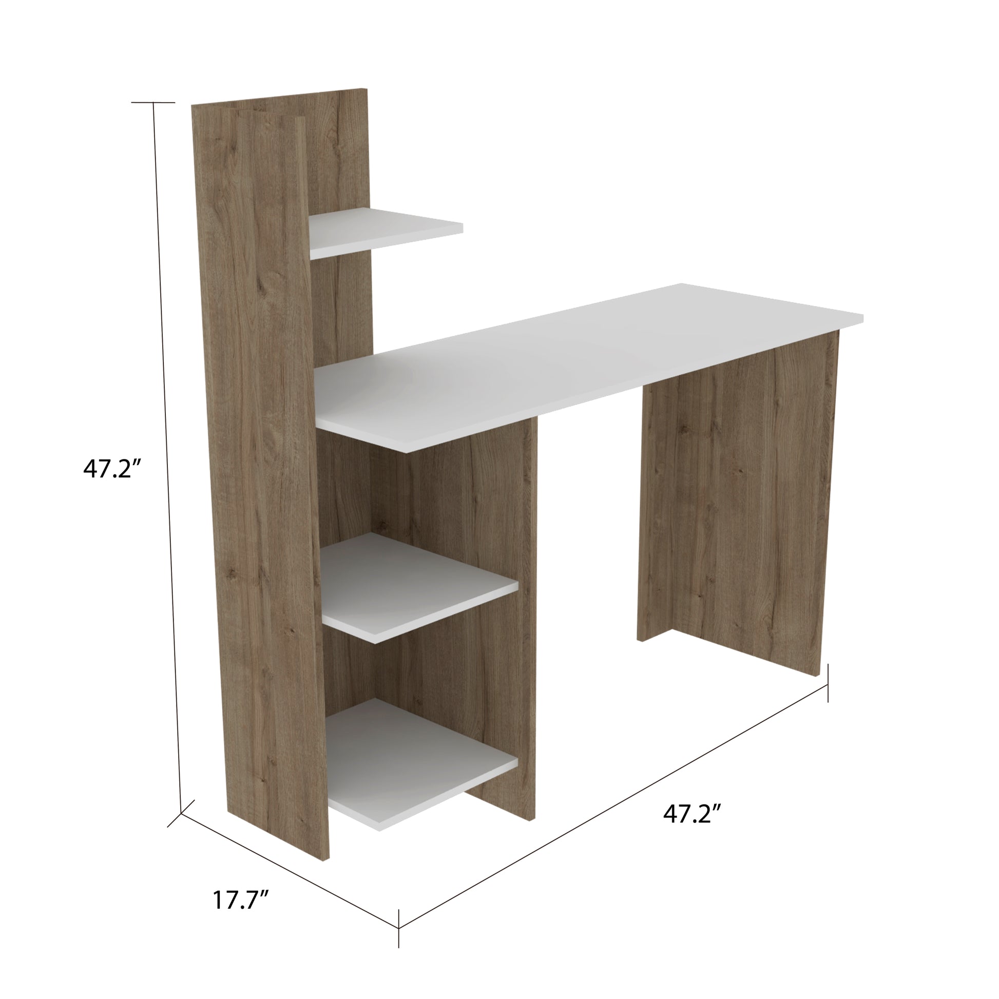 White And Pine 4 Shelf Writing Desk White Particle Board