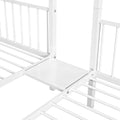 Full Over Twin & Twin Bunk Bed, Metal Triple Bunk Bed With Drawers And Guardrails, White White Metal & Wood