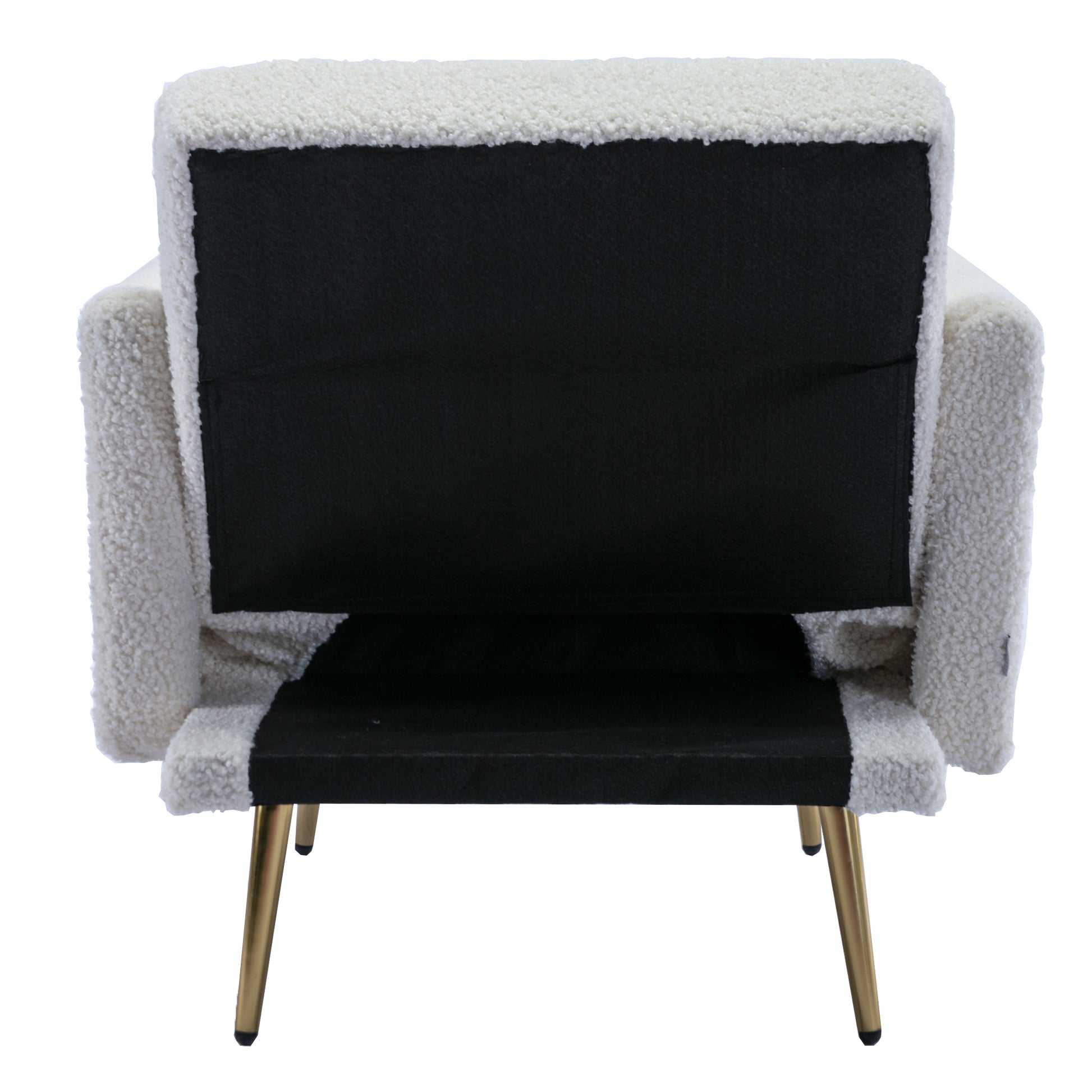 Coolmore Velvet Accent Chair With Adjustable Armrests And Backrest, Button Tufted Lounge Chair, Single Recliner Armchair With Ottoman White Teddy Metal