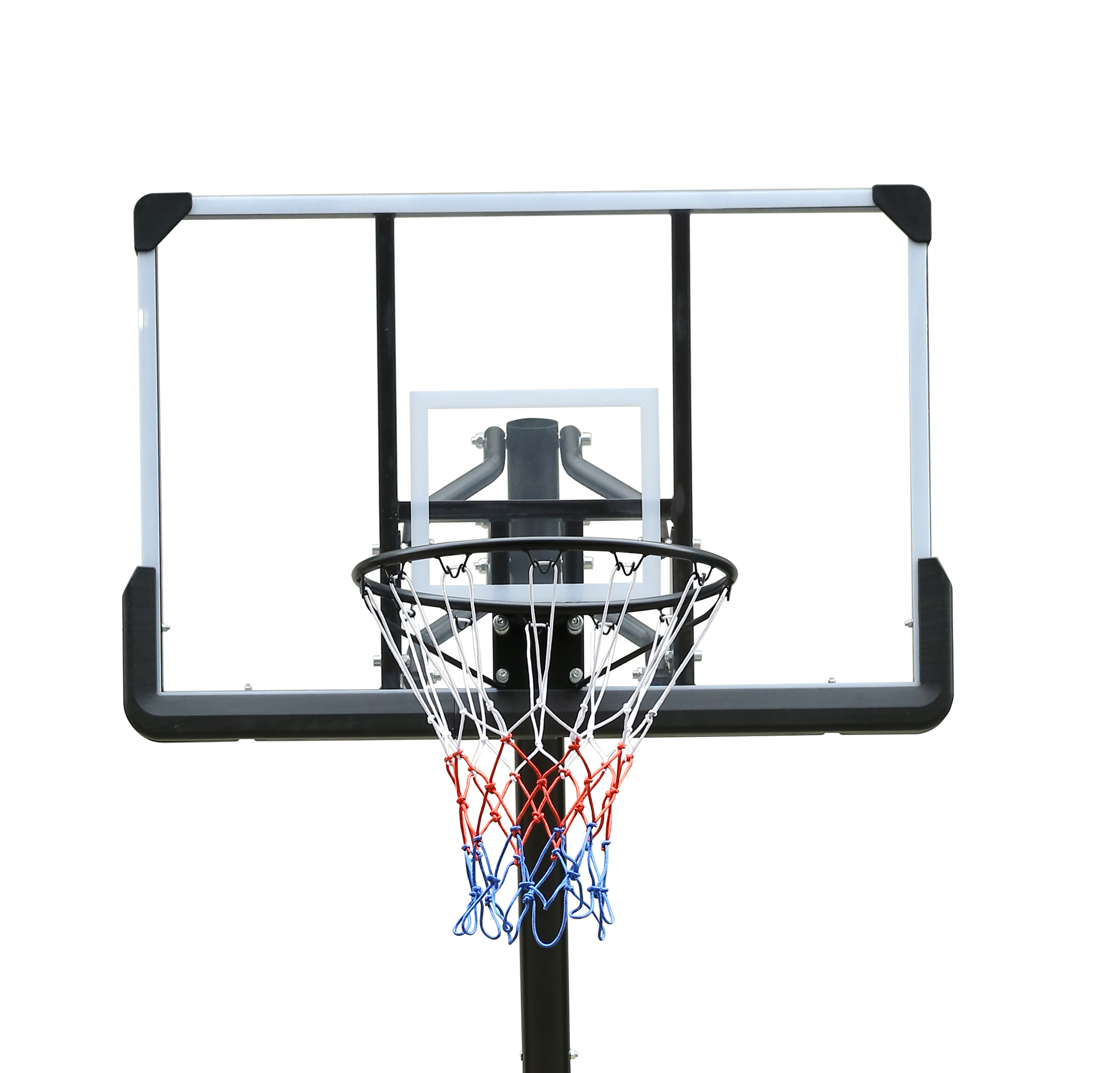 Use For Outdoor Height Adjustable 7.5 To 10Ft Basketball Hoop 44 Inch Backboard Portable Basketball Goal System With Stable Base And Wheels Black Grey Iron