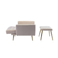 Coolmore Velvet Accent Chair With Adjustable Armrests And Backrest, Button Tufted Lounge Chair, Single Recliner Armchair With Ottoman Beige Metal
