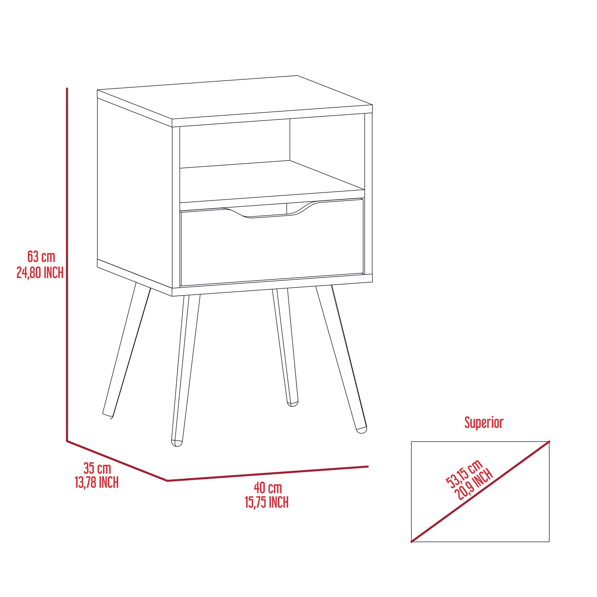 Haverson 1 Drawer 1 Shelf Nightstand Smokey Oak And White White Particle Board