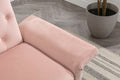 Coolmore Velvet Accent Chair With Adjustable Armrests And Backrest, Button Tufted Lounge Chair, Single Recliner Armchair With Ottoman Pink Metal
