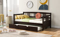 Twin Size Daybed Wood Bed With Twin Size Trundle,Espresso Espresso Solid Wood