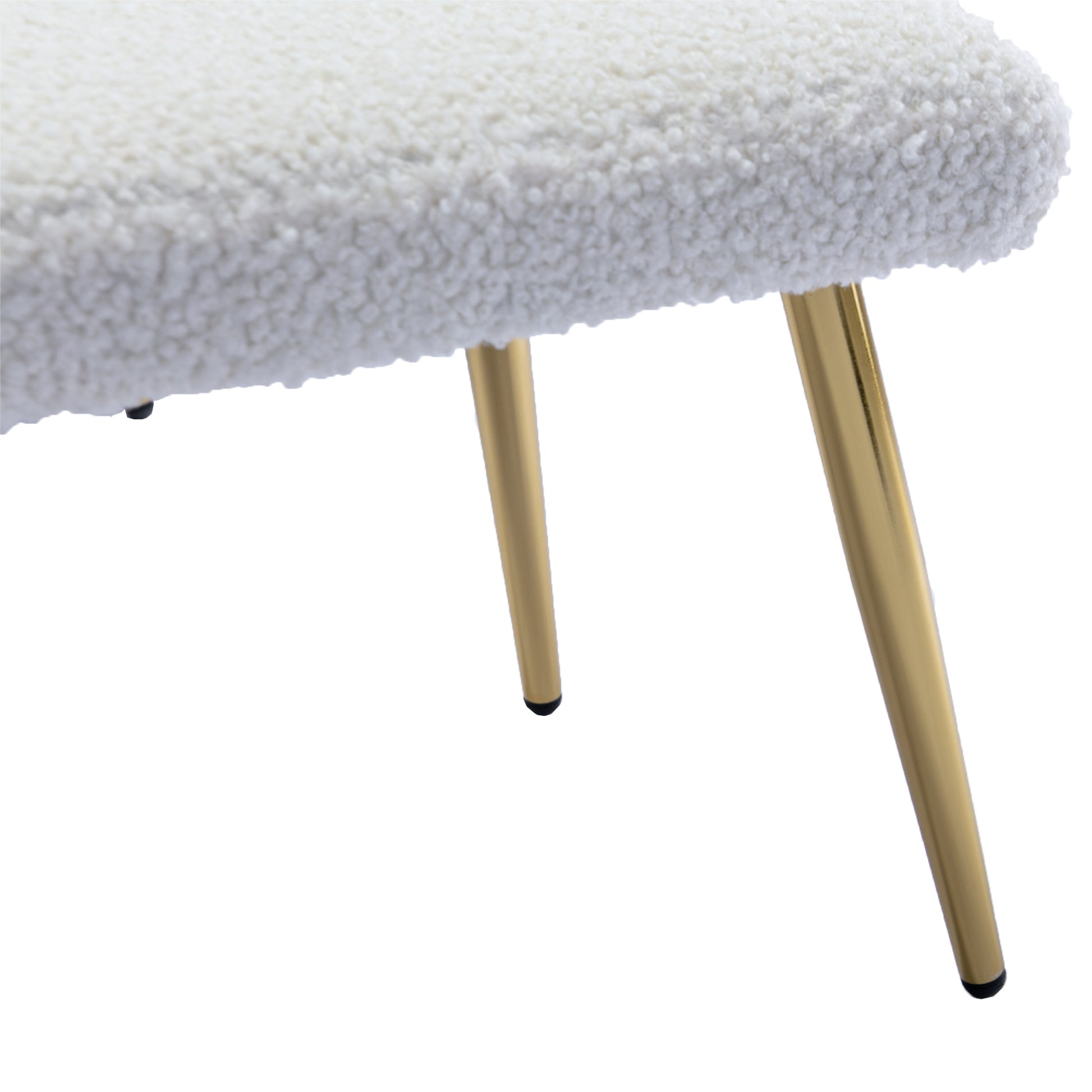 Coolmore Velvet Accent Chair With Adjustable Armrests And Backrest, Button Tufted Lounge Chair, Single Recliner Armchair With Ottoman White Teddy Metal