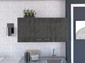 Brookeline Rectangle 2 Door Wall Cabinet White And Smokey Oak Gray Particle Board