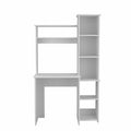 White 6 Shelf Writing Desk With Built In Bookcase White Particle Board