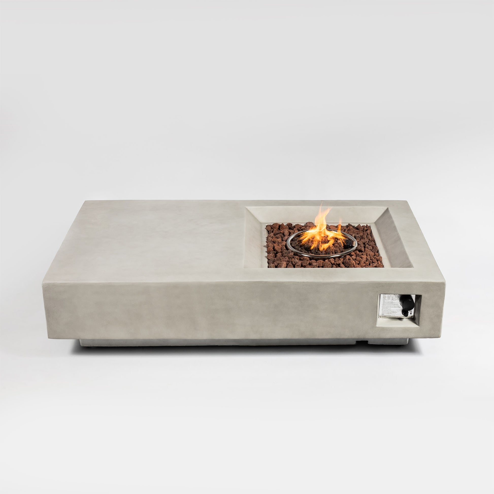 60Inch Concrete Fire Pit Table Light Gray Concrete
