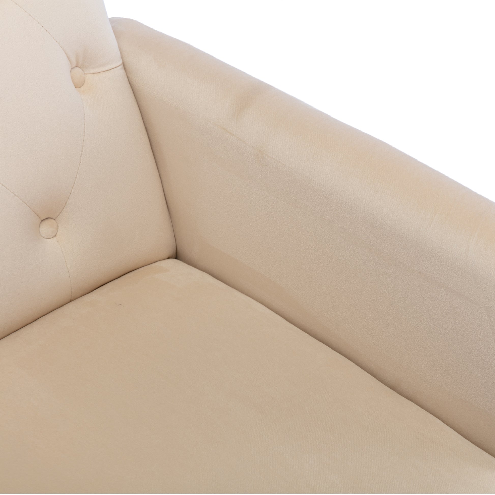 Coolmore Velvet Accent Chair With Adjustable Armrests And Backrest, Button Tufted Lounge Chair, Single Recliner Armchair With Ottoman Beige Metal