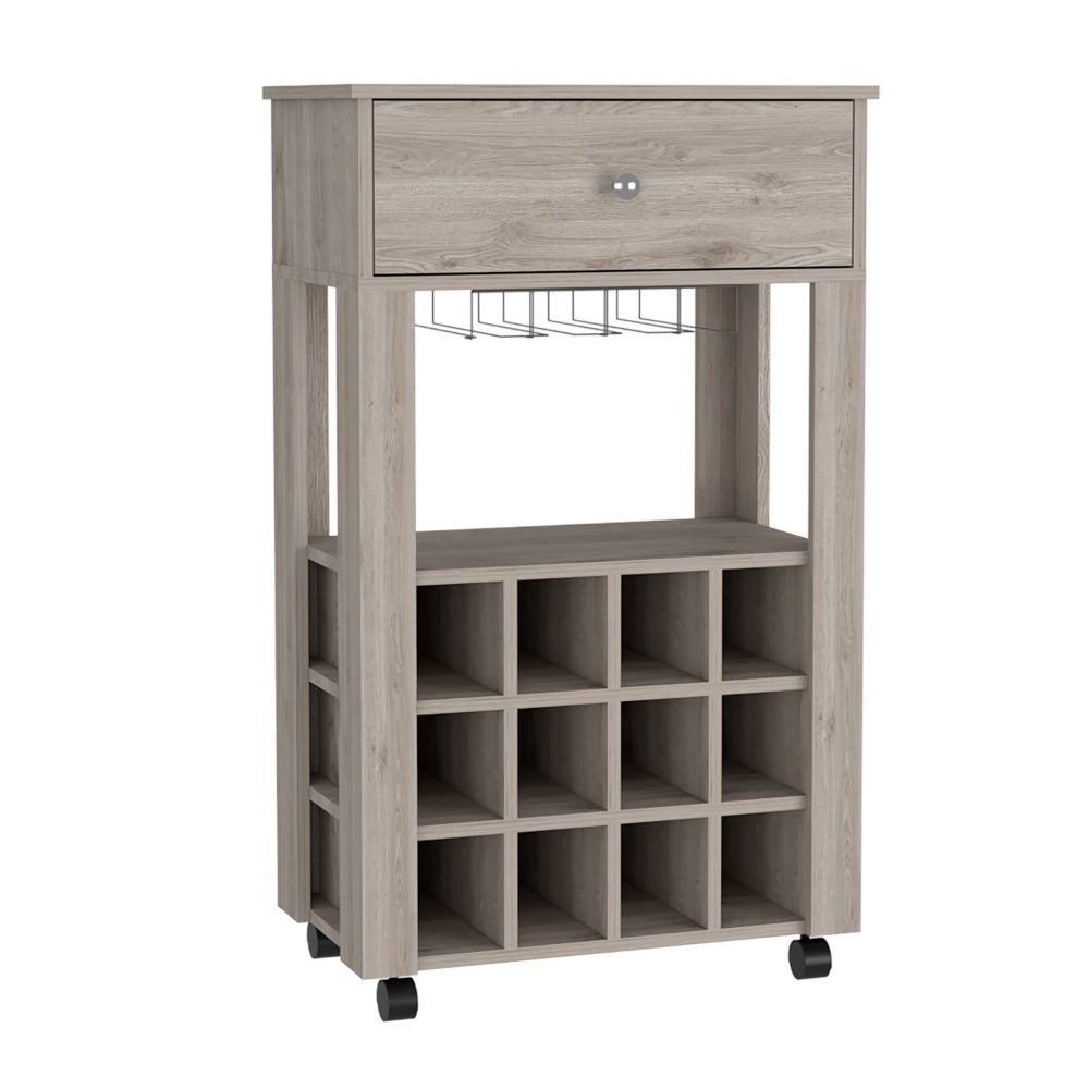 Ambler 1 Drawer 12 Bottle Wine Cabinet Light Grey Light Gray Particle Board