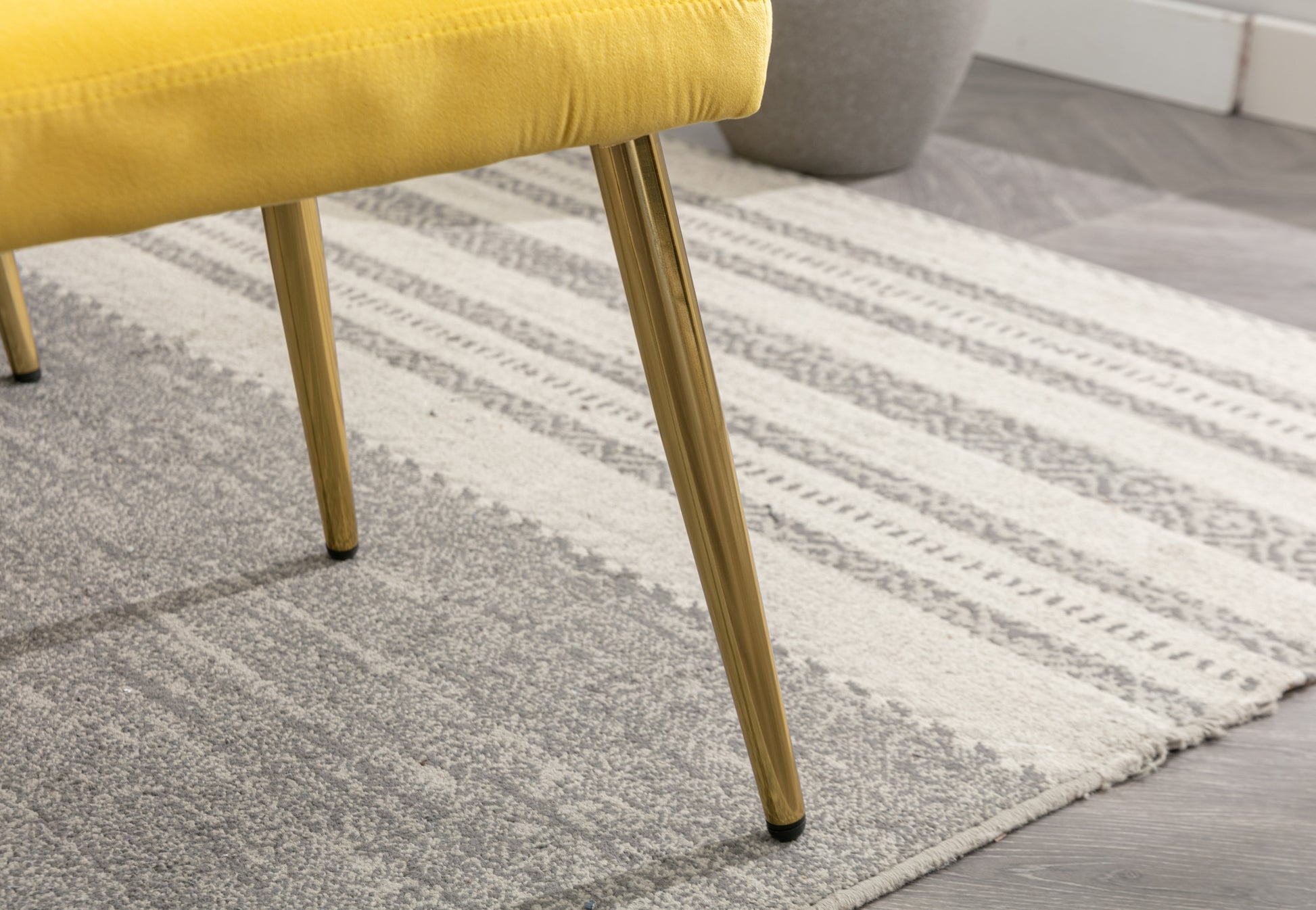 Coolmore Velvet Accent Chair With Adjustable Armrests And Backrest, Button Tufted Lounge Chair, Single Recliner Armchair With Ottoman Mustard Metal