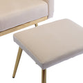 Coolmore Velvet Accent Chair With Adjustable Armrests And Backrest, Button Tufted Lounge Chair, Single Recliner Armchair With Ottoman Beige Metal