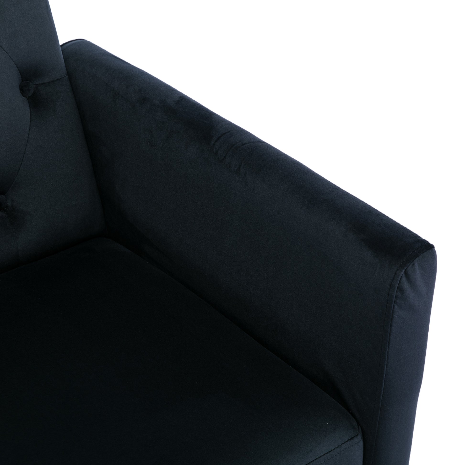 Coolmore Velvet Accent Chair With Adjustable Armrests And Backrest, Button Tufted Lounge Chair, Single Recliner Armchair With Ottoman Black Metal