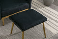 Coolmore Velvet Accent Chair With Adjustable Armrests And Backrest, Button Tufted Lounge Chair, Single Recliner Armchair With Ottoman Black Metal