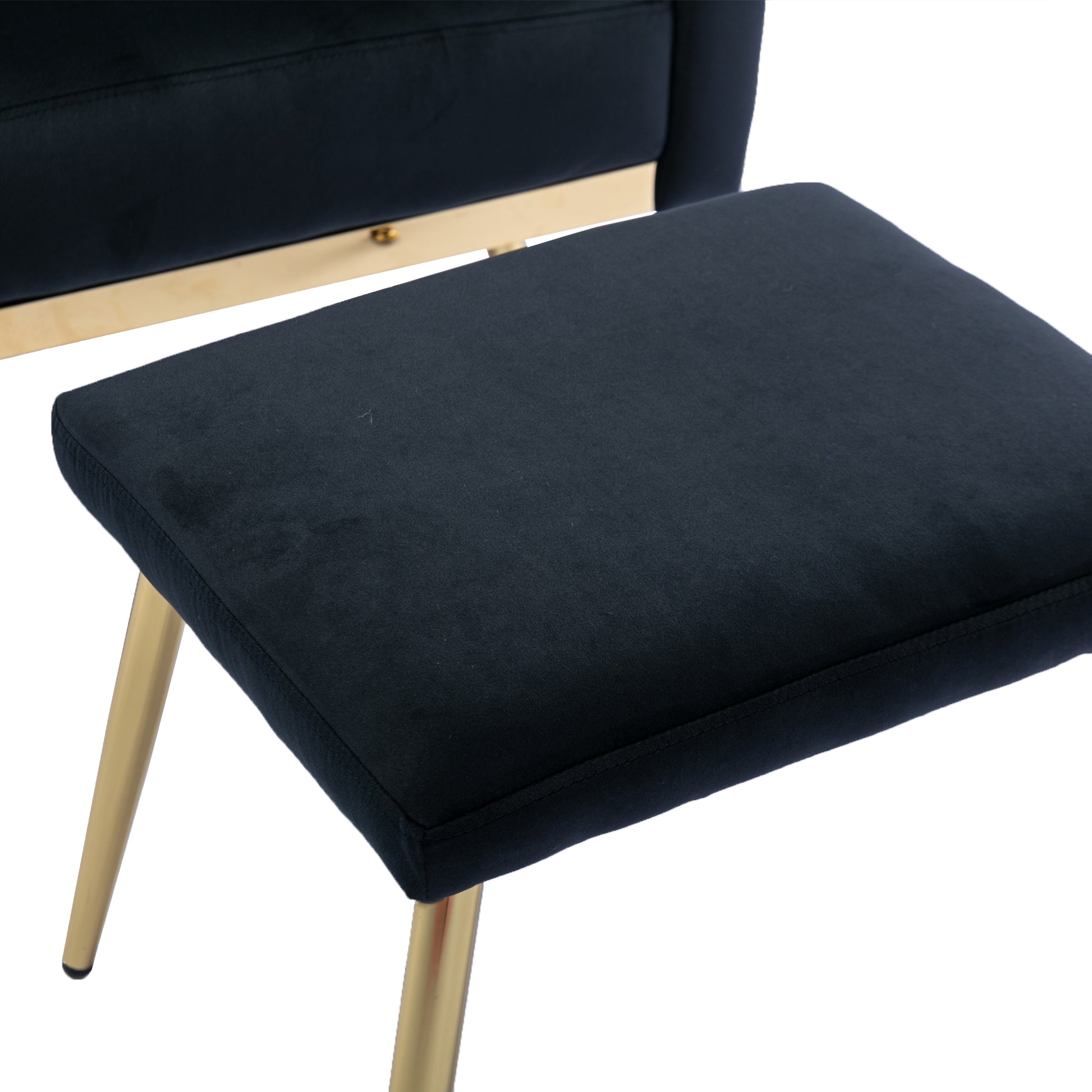 Coolmore Velvet Accent Chair With Adjustable Armrests And Backrest, Button Tufted Lounge Chair, Single Recliner Armchair With Ottoman Black Metal