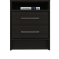 Rowley 2 Drawer 1 Shelf Rectangle Nightstand Black Wengue Black Particle Board