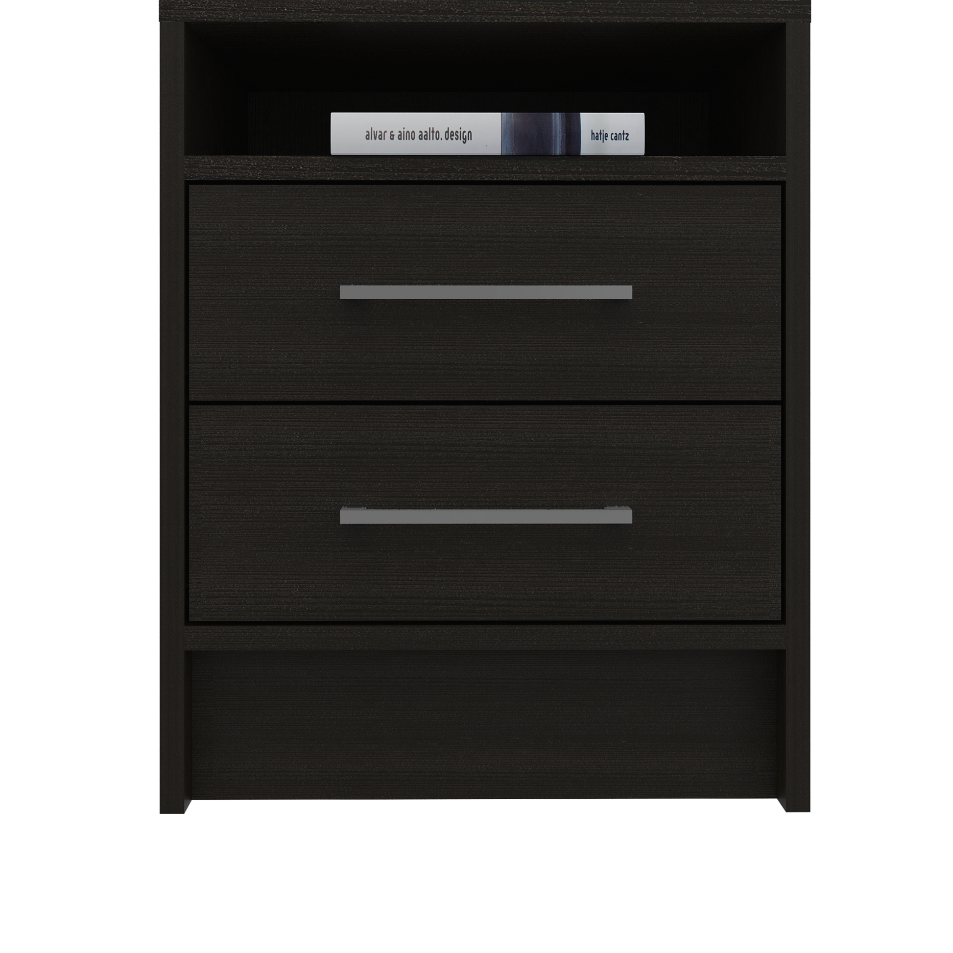 Rowley 2 Drawer 1 Shelf Rectangle Nightstand Black Wengue Black Particle Board