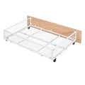 Full Over Twin & Twin Bunk Bed, Metal Triple Bunk Bed With Drawers And Guardrails, White White Metal & Wood