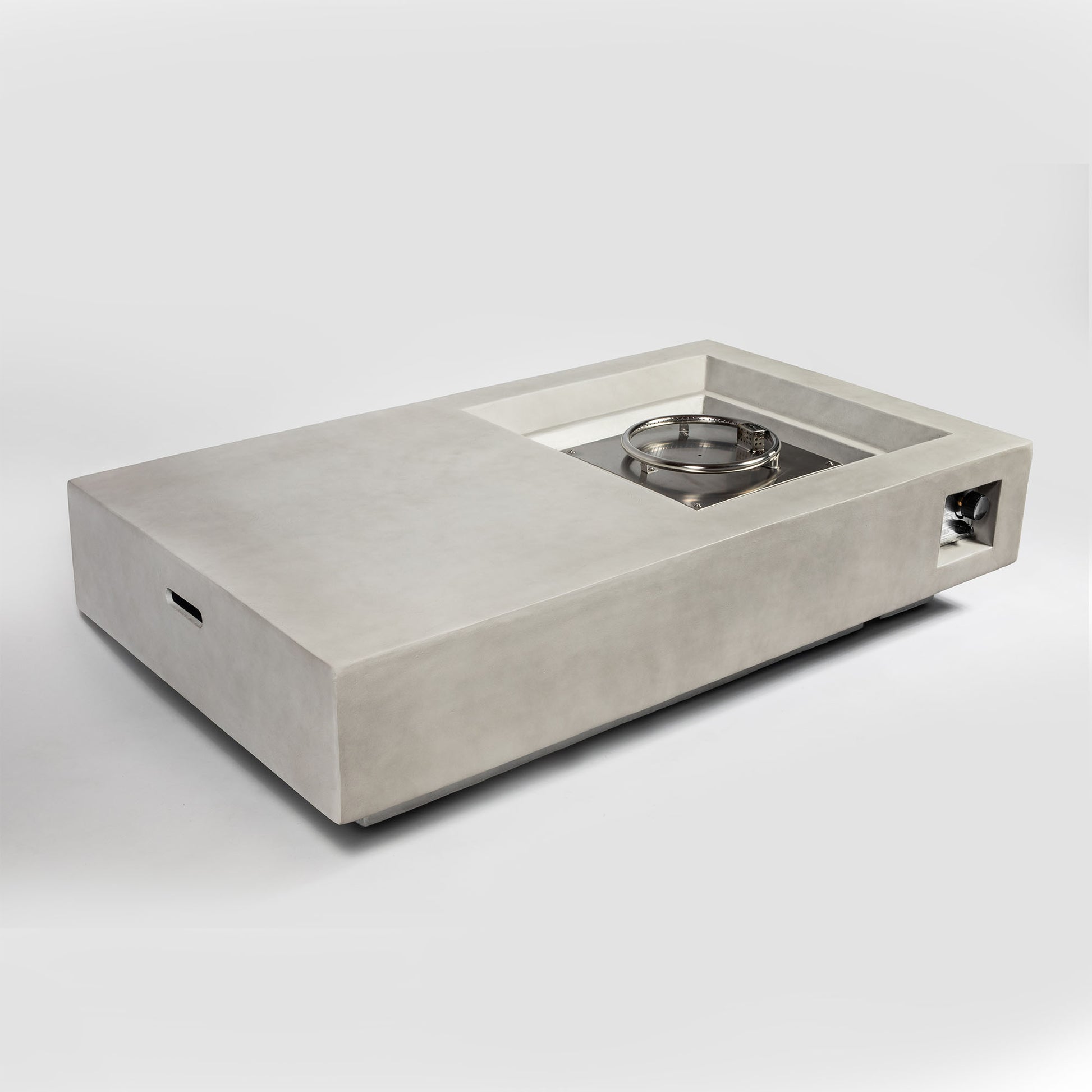 60Inch Concrete Fire Pit Table Light Gray Concrete