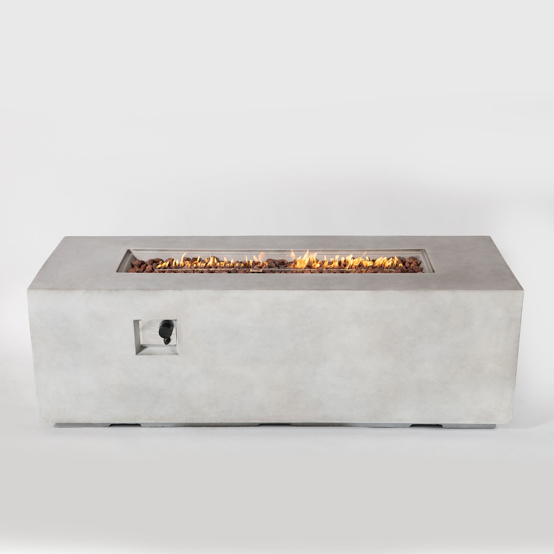 70Inch Concrete Large Fire Pit Table Light Gray Concrete