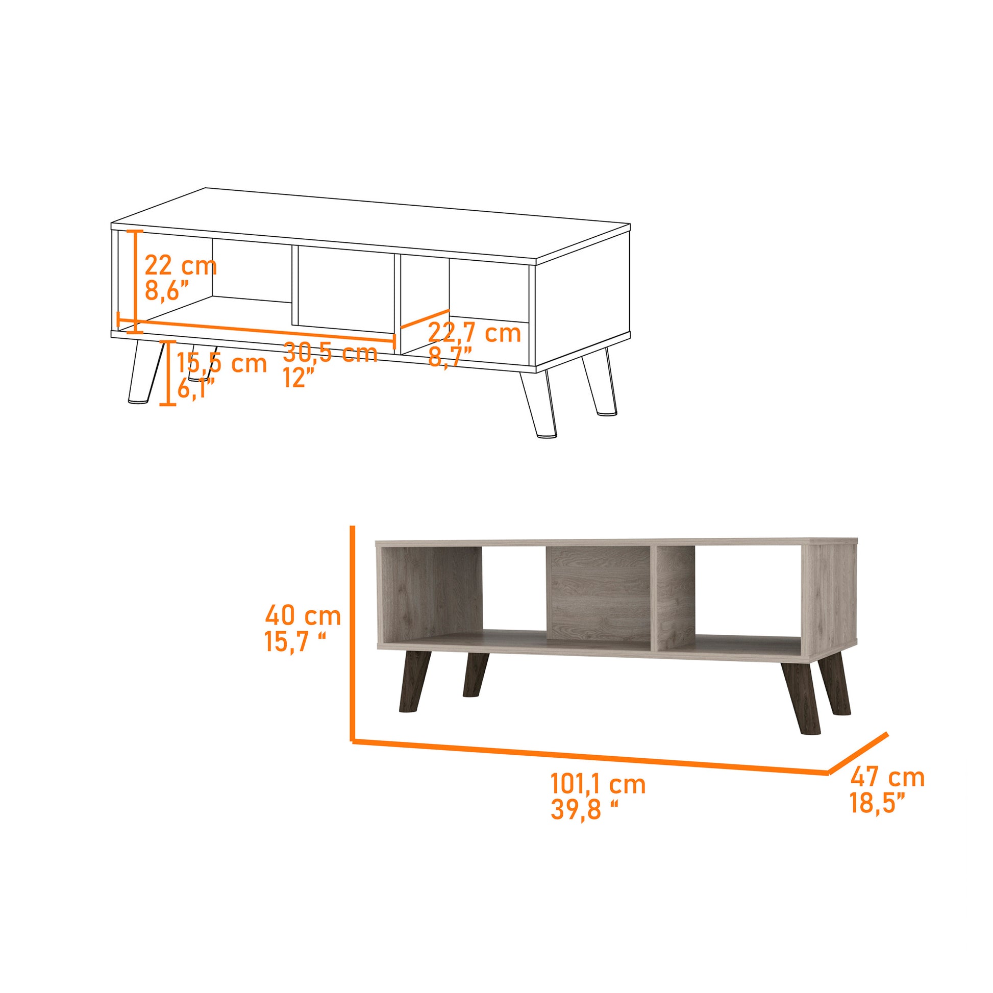 Light Grey 2 Shelf Rectangle Coffee Table Light Gray Particle Board