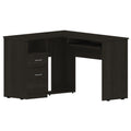 Black Wengue 2 Drawer 1 Shelf L Shaped Computer Desk Black Particle Board