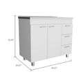 White 3 Drawer Base Cabinet White Particle Board