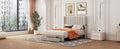 Full Size Storage Bed Velvet Upholstered Platform Bed With A Big Drawer Beige Beige Velvet