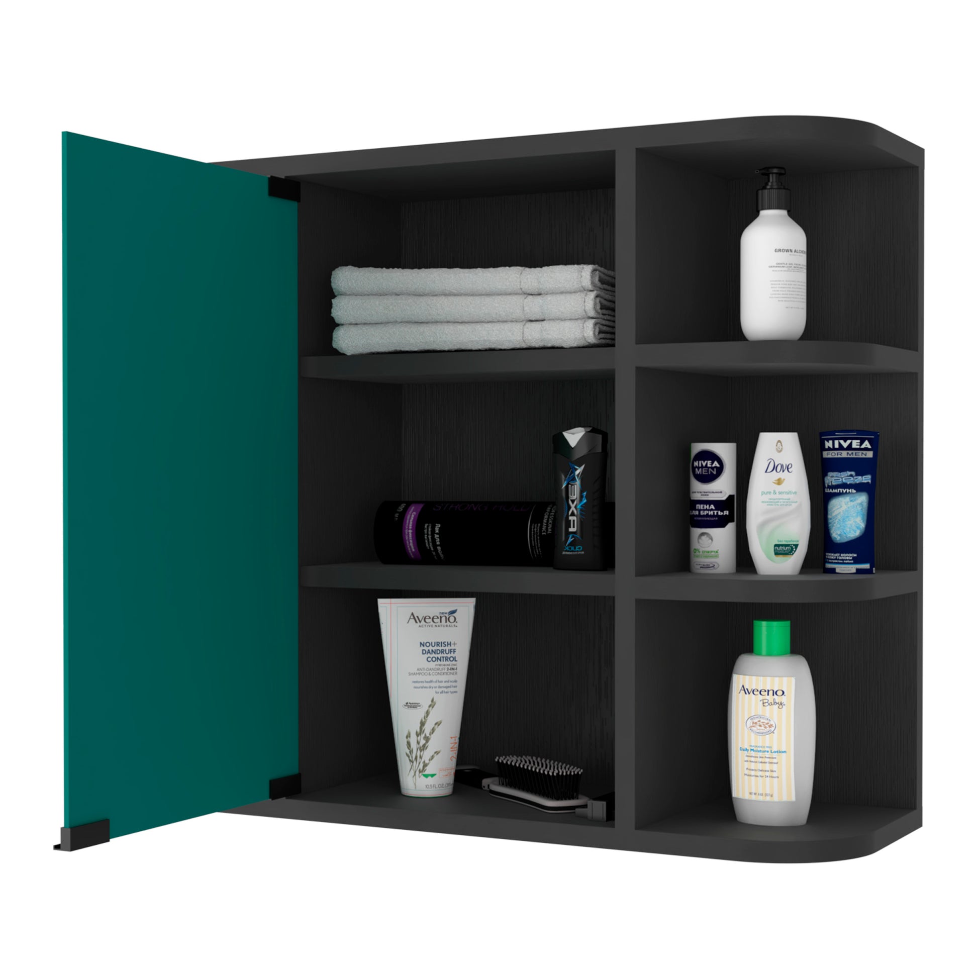 Roseburg 6 Shelf Medicine Cabinet With Mirorr Black Wengue Black Particle Board