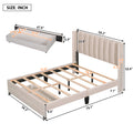 Full Size Storage Bed Velvet Upholstered Platform Bed With A Big Drawer Beige Beige Velvet