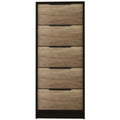 Cannon 5 Drawer Rectangle Dresser Black Wengue And Light Oak Black Particle Board