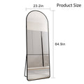 The 3St Generation Of Floor Mounted Full Length Mirrors. Aluminum Alloy Metal Frame Arched Wall Mirror, Bathroom Makeup Mirror, Bedroom Porch, Clothing Store, Wall Mounted. Black 65 