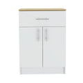 Wilmington 1 Drawer Rectangle Pantry Cabinet White And Light Oak White Particle Board