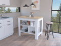 Rockaway 3 Shelf Kitchen Island White And Light Oak White Particle Board