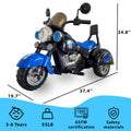 Kids Ride On Motorcycle Toy, 3 Wheel Chopper Motorbike With Led Colorful Headlights, Blue Riding On Electric Battery Powered Harley Motorcycle For Boys Girls Blue Polypropylene