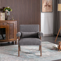 Accent Chair, Kd Rubber Wood Legs With Walnut Finish. Fabric Cover The Seat. With A Cushion.Grey Gray Foam Solid Wood