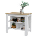 Rockaway 3 Shelf Kitchen Island White And Light Oak White Particle Board