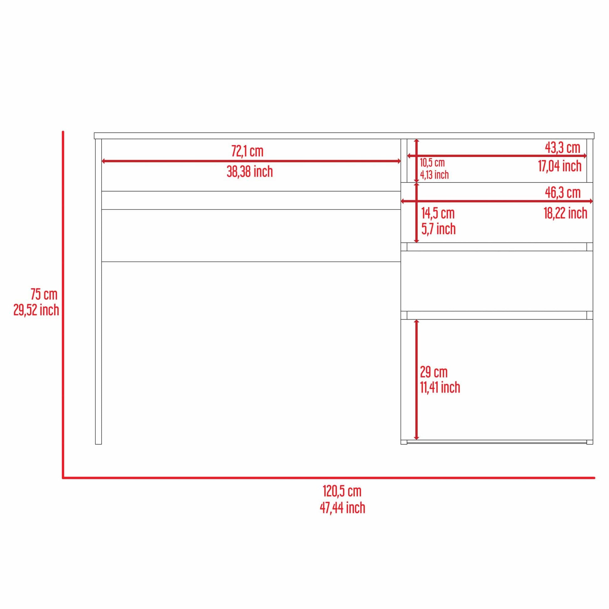 Waterbury 3 Drawer 1 Shelf Computer Desk Light Grey Light Gray Particle Board