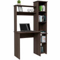 Smokey Oak 6 Shelf Writing Desk With Built In Bookcase Brown Particle Board